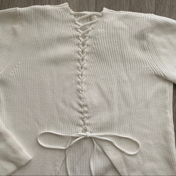 Olivaceous • Lace-up Back Bell Sleeve Swea… - Picture 10 of 13